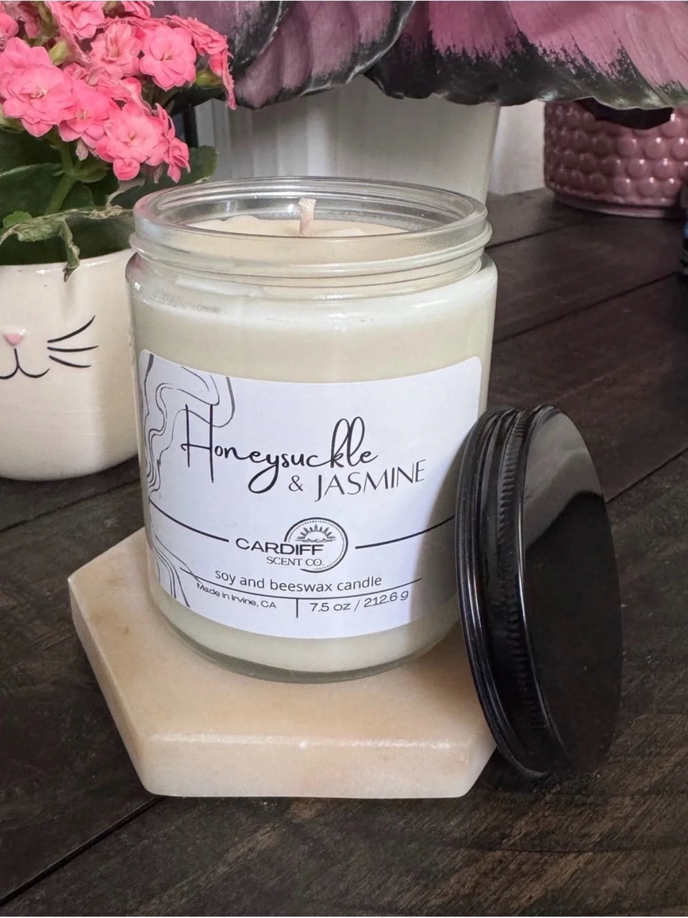 Honeysuckle & Jasmine Soy & Beeswax Candle by Cardiff Scent Co.